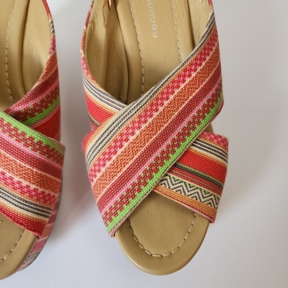 Chinese Laundry Drama Peep Toe 4" Heel Crossover Strap Wedge Size 8 - Picture 4 of 13